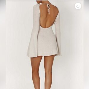 Meshki flare sleeve open back mini dress